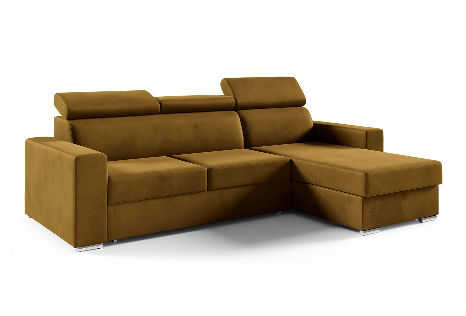 ECKSOFA Nela L-Form mit Bettkasten und Schlaffunktion - Dunkelgelb/Honig, Textil (170/245cm) - Jerpax