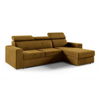 ECKSOFA Nela L-Form mit Bettkasten und Schlaffunktion - Dunkelgelb/Honig, Textil (170/245cm) - Jerpax