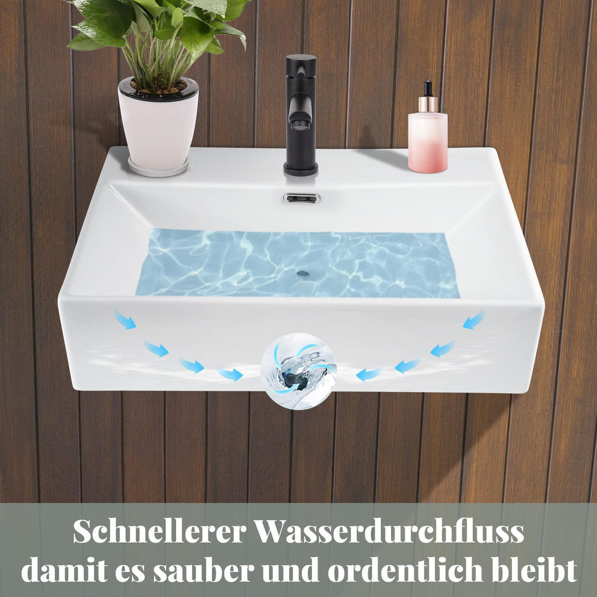 WASCHBECKEN Myxyn 51/42/15 cm - Weiß, Keramik (42/15/51cm) - ZMH