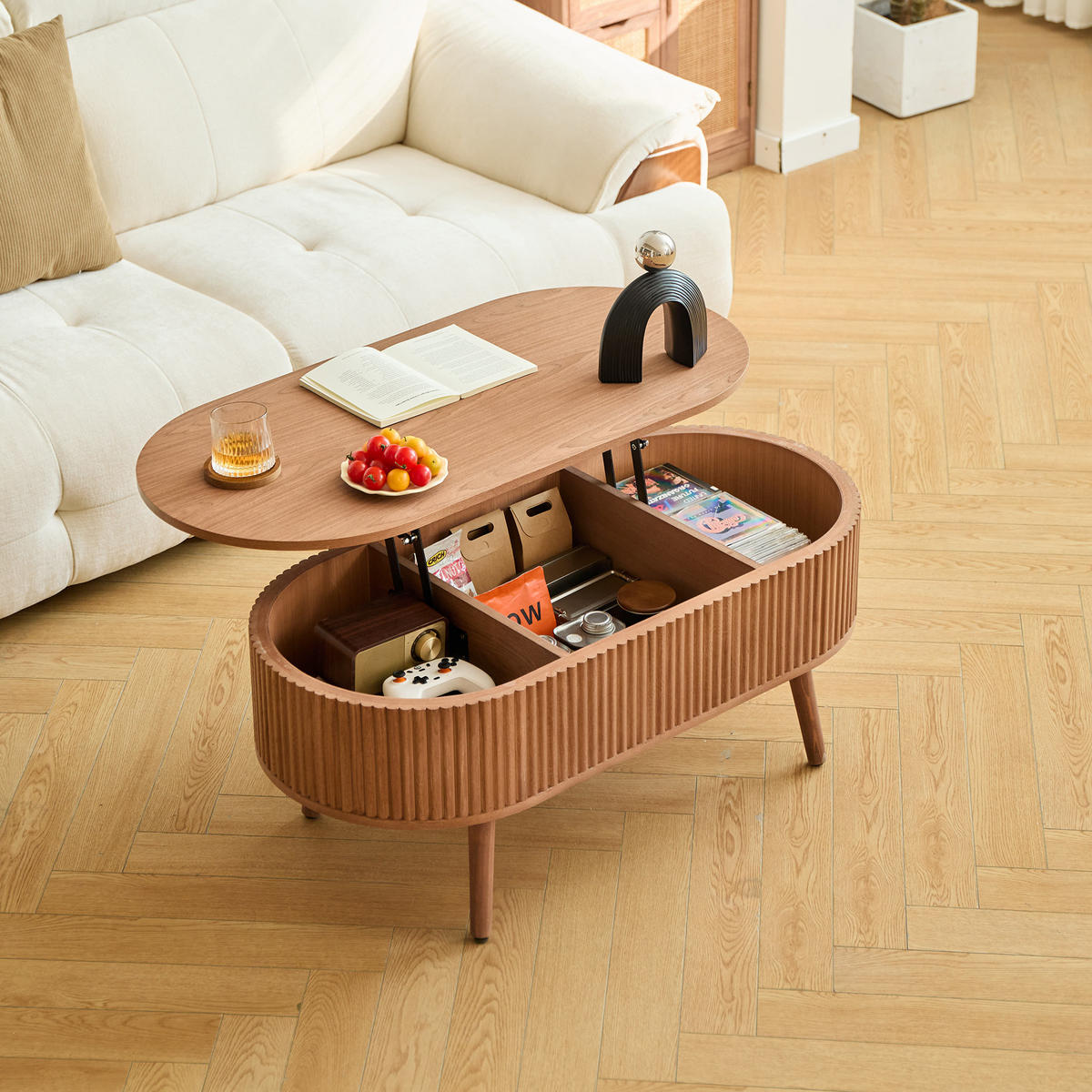 COUCHTISCH Rund Braun 100 x 48 x 41 cm - Braun, Holz (48/100/41cm) - Nordlys