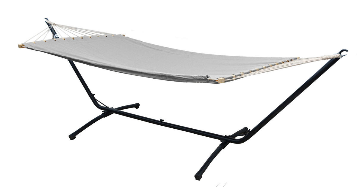 XL HÄNGEMATTE mit Gestell 310/100 cm, Grau/Schwarz - Schwarz, Metall (100/96/310cm) - Amanka