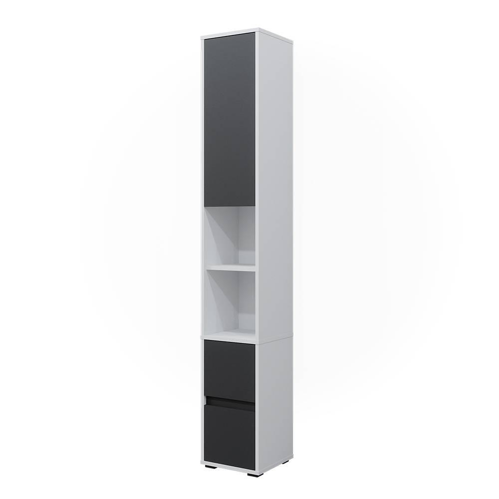 HOCHSCHRANK "Maltin" mit einer Tür und zwei Schubladen, Weiß/Anthrazit, 30.2 x 189 cm - Anthrazit/Weiß, Holzwerkstoff (30.2/189/30.1cm) - Vicco