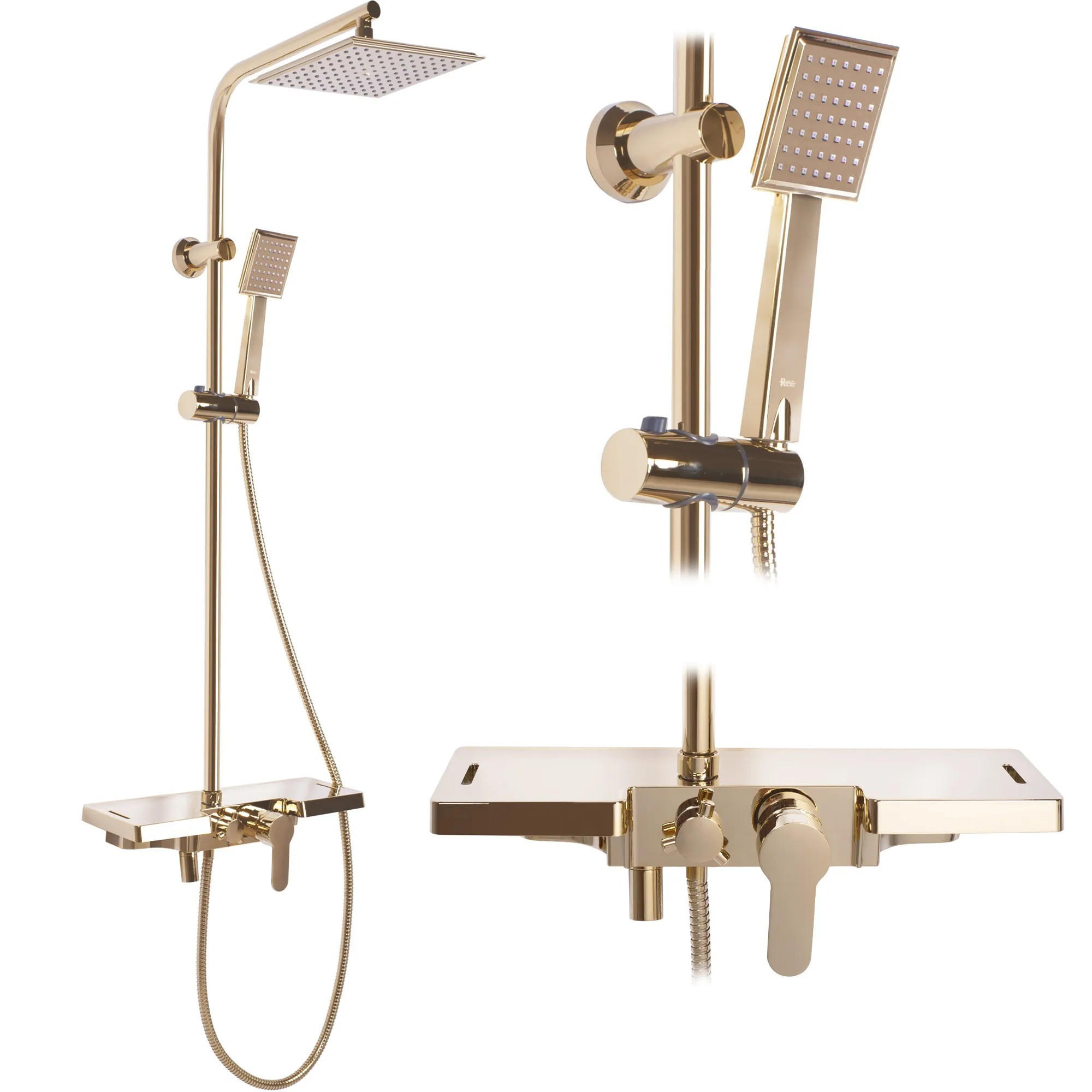 REA Duschgarnitur Gold 40x105x45 cm