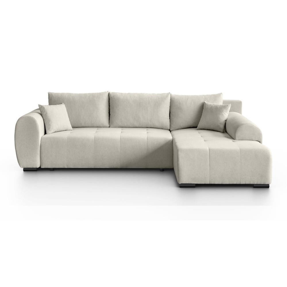 ECKSCHLAFSOFA Diana mt Bettkasten beige rechts - Beige/Schwarz, Textil (255/175cm) - Beautysofa