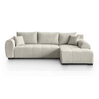 ECKSCHLAFSOFA Diana mt Bettkasten beige rechts - Beige/Schwarz, Textil (255/175cm) - Beautysofa