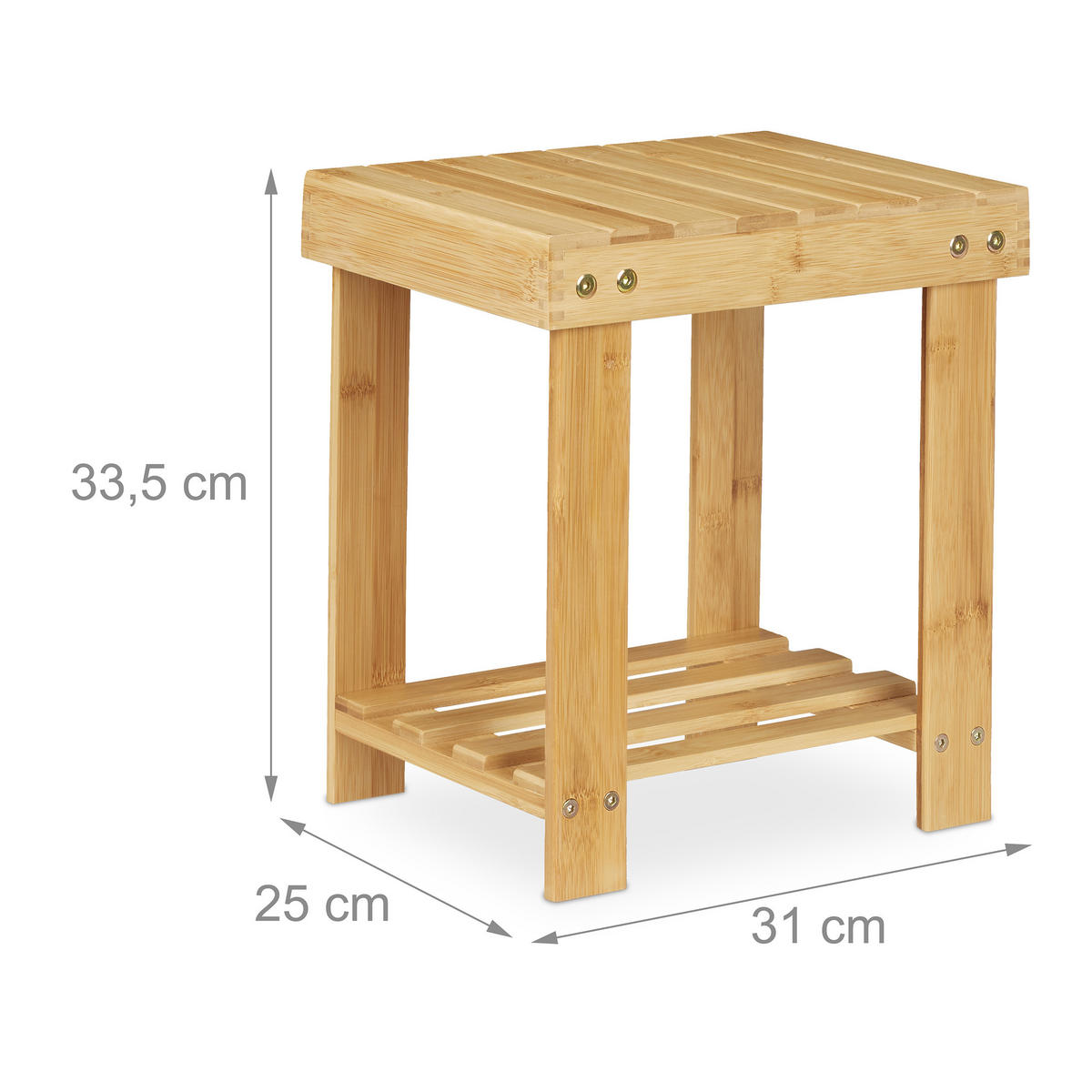 FUSSBANK - Hellbraun, Holz (25/33.5/31cm) - Relaxdays