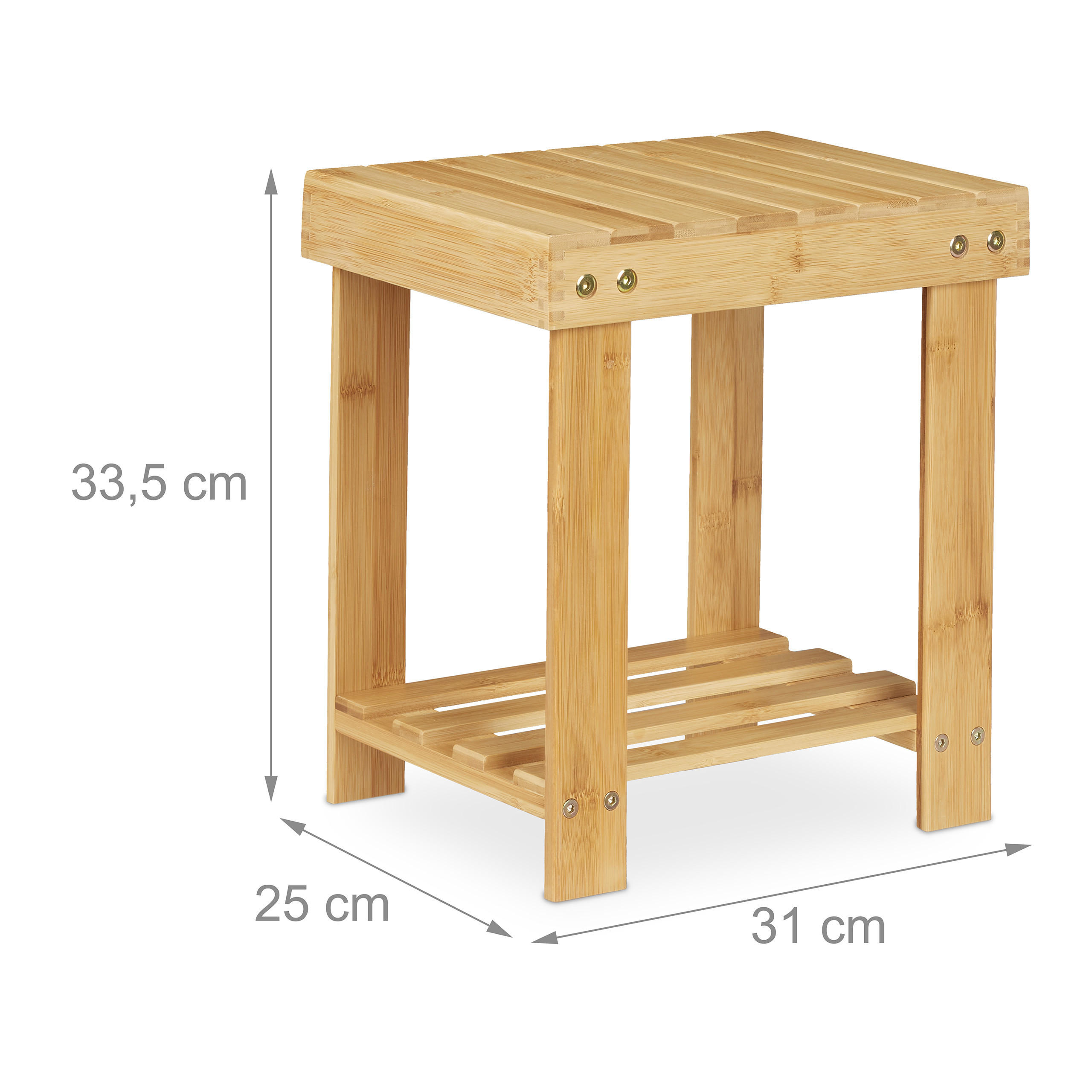 Thumbnail - Relaxdays Fussbank, Hellbraun, Holz, 25x33.5x31 cm, Wohnzimmer, Hocker, Sitzhocker