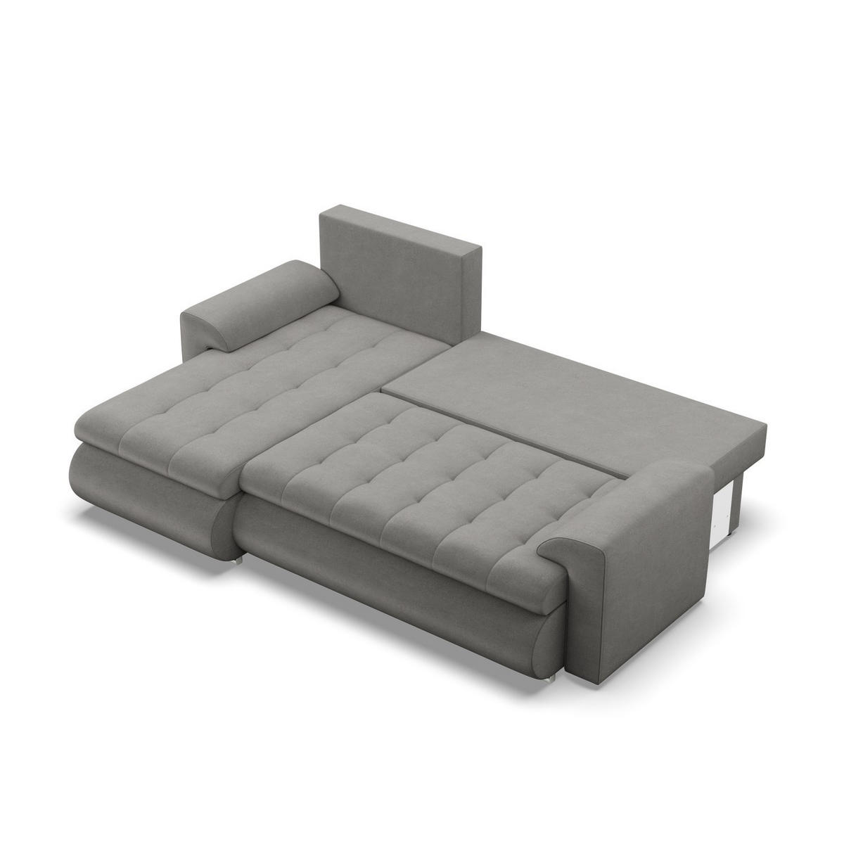 ECKSOFA LINKS MIT SCHLAFFUNKTION FORESTA, Hellgrau - Hellgrau, Textil (230/159cm) - Mebligo
