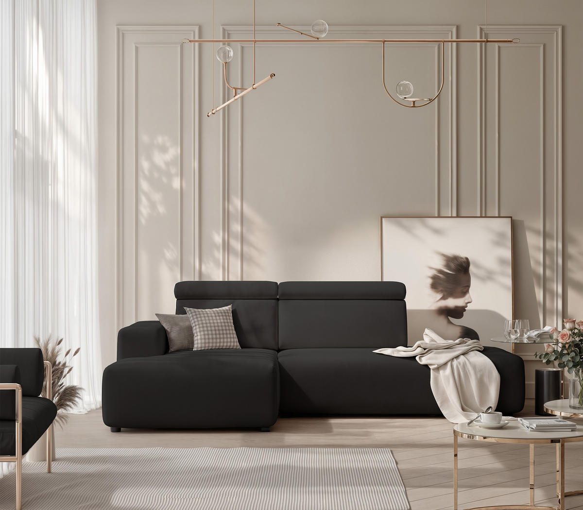 ECKSOFA RICO Links, Stoff Anthrazit - Anthrazit, Textil (260/186cm) - Idohome
