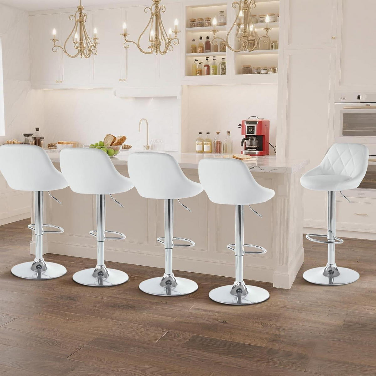 BARHOCKER 2er Set höhenverstellbar Weiß - Weiß, Kunststoff (40/83/40cm)
