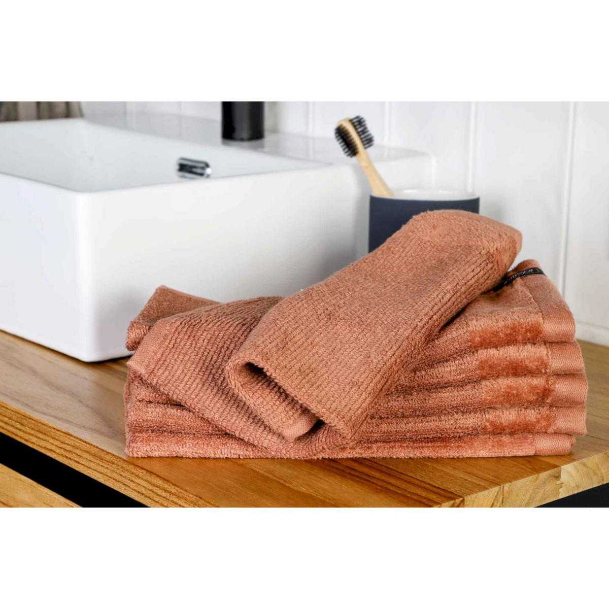 GÄSTEHANDTUCH SENSE-6 - Rostfarben, Textil (30/50cm) - Schöner Wohnen