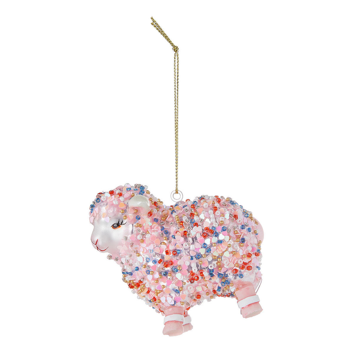 BAUMANHÄNGER Hang On Lamm mit Perlen - Rosa, Glas (5/7/8cm) - Butlers