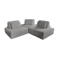 MODULSOFA WIOLO SOFT 3 MODULE 3 KISSEN Grau Cord - Schwarz/Grau, Kunststoff/Textil (222/84/222cm) - KAWOLA