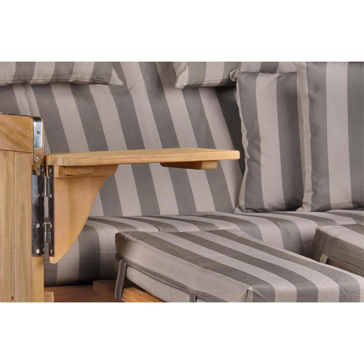 STRANDKORB Baltikum Teak 2,5 Sitzer - Braun/Grau, Holz/Metall (142/170/95cm) - Mr. Deko