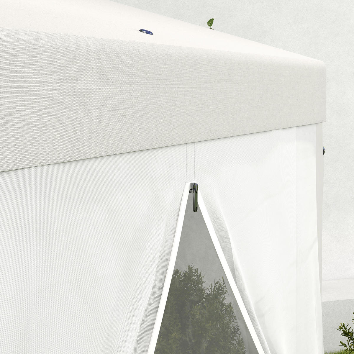 GARTENPAVILLON DE-05875 6-eckig mit Netzvorhängen 394/341/250 cm Creme - Creme, Metall (341.2/250/394cm) - ComfortXL