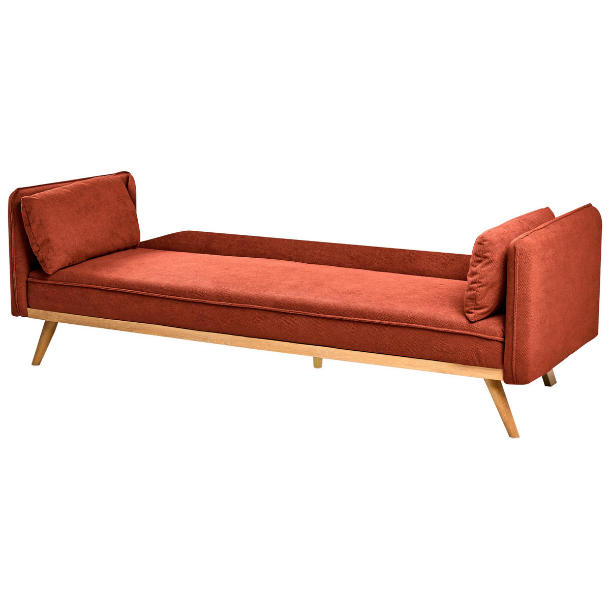 SCHLAFSOFA Stoff Rot Asaa - Rot/Braun, Textil (205/76/80cm) - Beliani