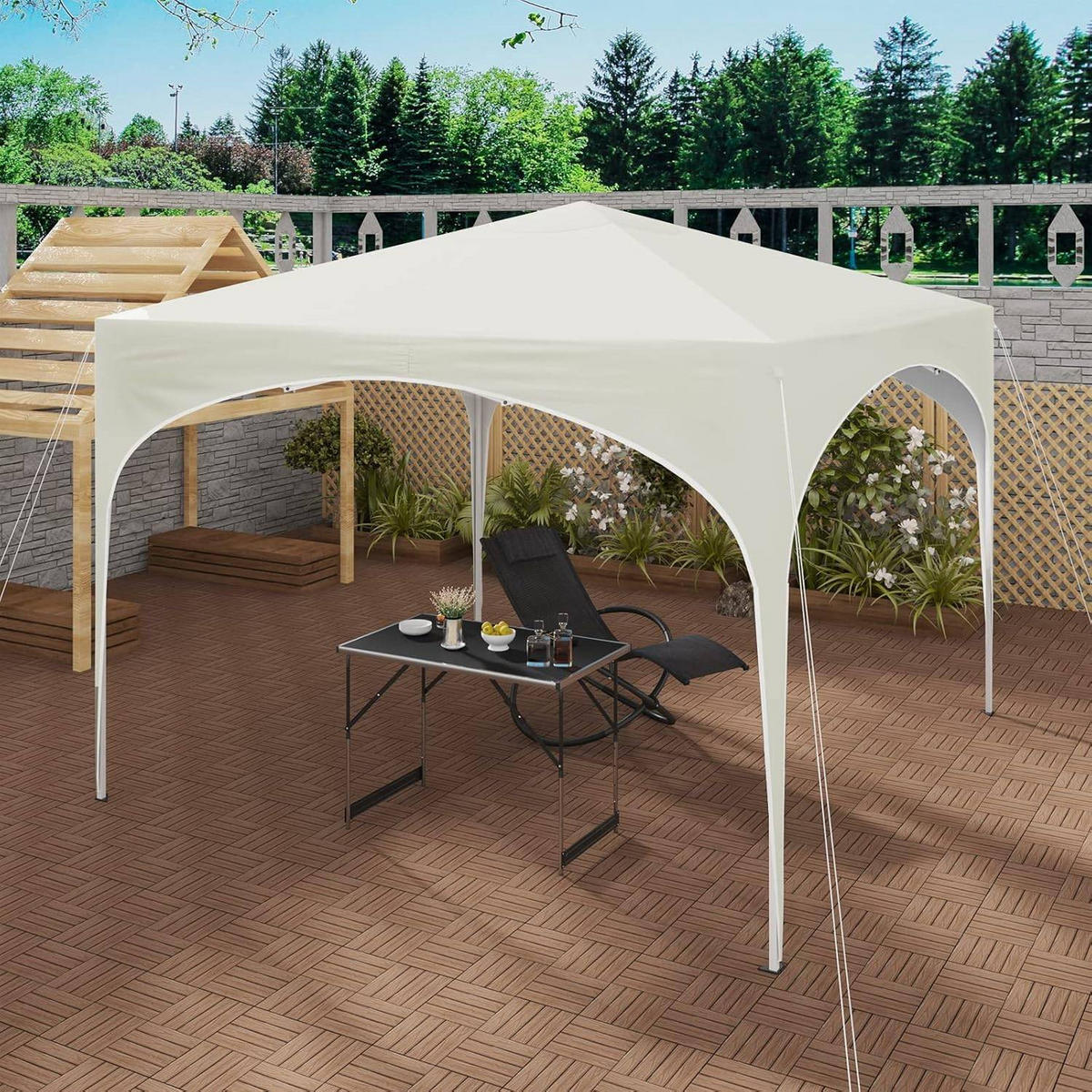 PAVILLON Faltbar wasserdichter Faltpavillon, aus Oxford Metallrahmen 3x3m - Beige, Metall (300/260/300cm) - Woltu