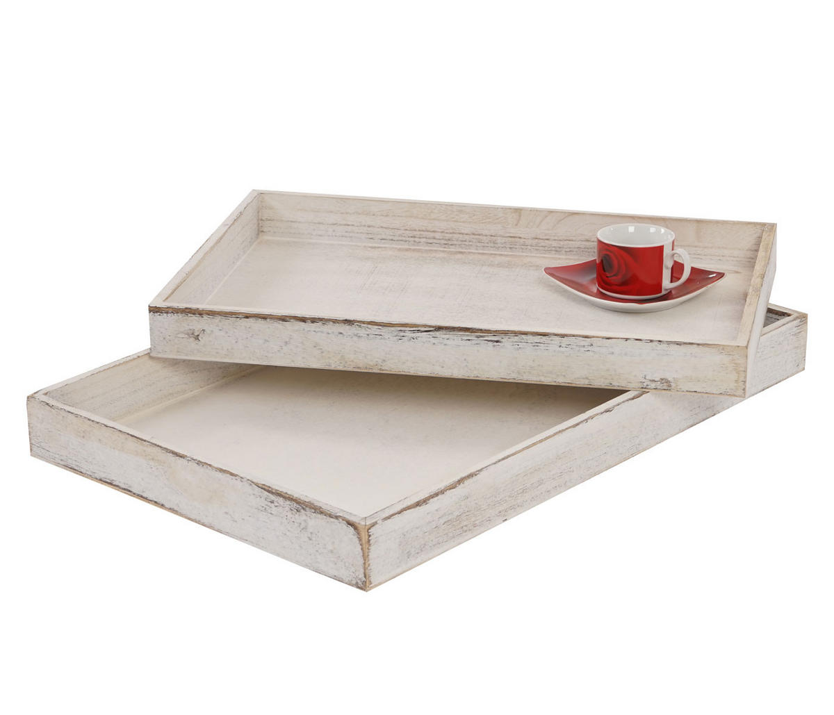 SCHALE TABLETT SHABBY Weiß - Weiß, Holz (48/5/32cm) - MCW