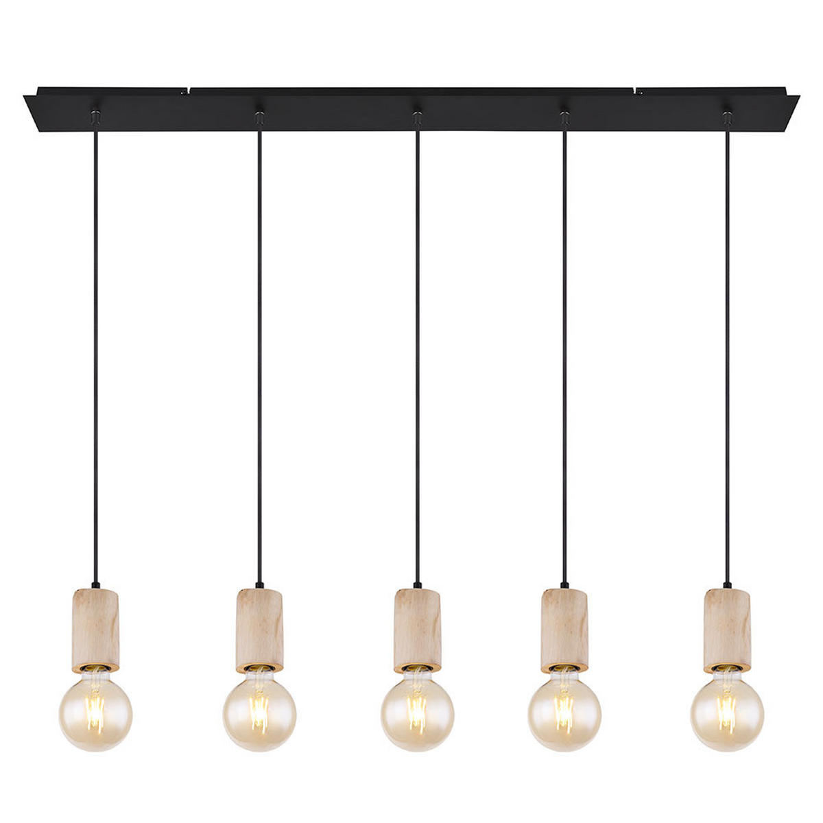 HÄNGELEUCHTE Metall Holzoptik Braun Schwarz - Braun, Holz (115/10/120cm)