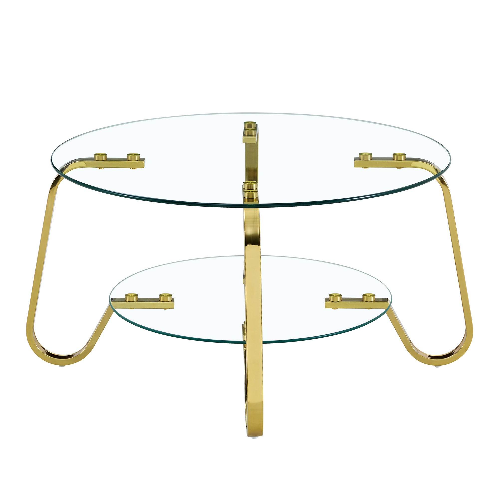 COUCHTISCH DE-186 Retro Minimalistisch Metallrahmen Schwarz/Gold - Goldfarben, Metall (80/80/45cm) - ComfortXL