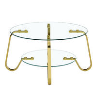 COUCHTISCH DE-186 Retro Minimalistisch Metallrahmen Schwarz/Gold - Goldfarben, Metall (80/80/45cm) - ComfortXL