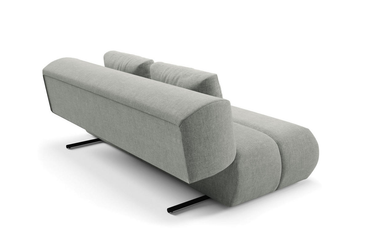 BETTSOFA ATOMO Grau Chenille-Stoff mit Schlaffunktion - Grau, Holz (217/82/134cm) - MASSENO