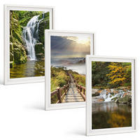 BILDER SET 3er Set - 40x60 cm Weißer Rahmen - Wasserfälle, Berge, Wolken, Herbst - Weiß, Kunststoff (40/60cm) - TULUP
