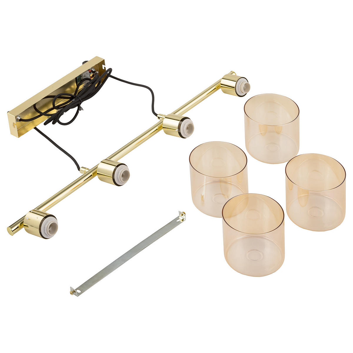 PENDELLEUCHTE - Metall / Glas, 4-flammig - Goldfarben, Glas (12/75/150cm) - home24