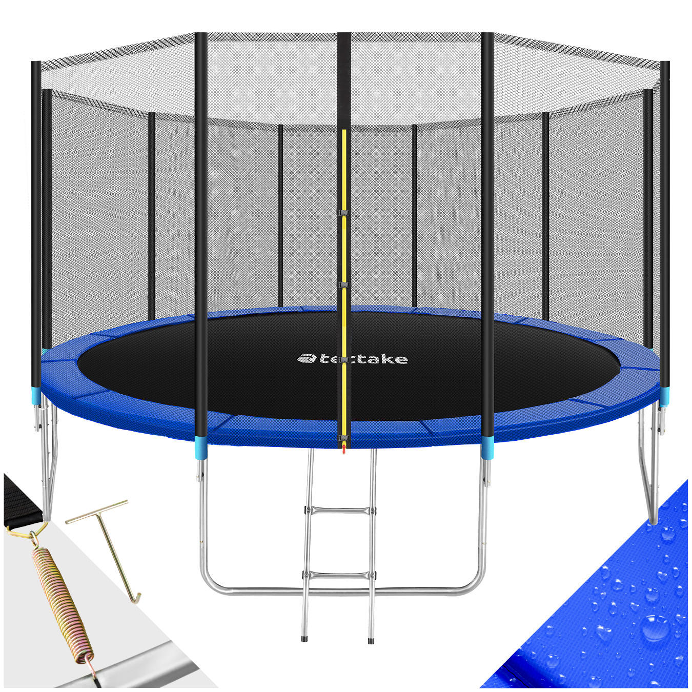 TRAMPOLIN Garfunky,inklusive Einstiegsleiter,schwarz/blau - Blau/Schwarz, Metall (457/269/457cm) - tectake