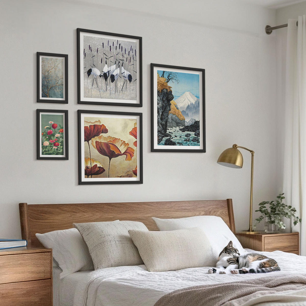WANDBILDER 5er-Set - 50x50 cm & 20x30 cm & 40x60 cm Schwarzer Rahmen - Tropische Pflanzen, Pflanzenliebhaberin - Schwarz, Kunststoff (40/60cm) - ArtPrintCave