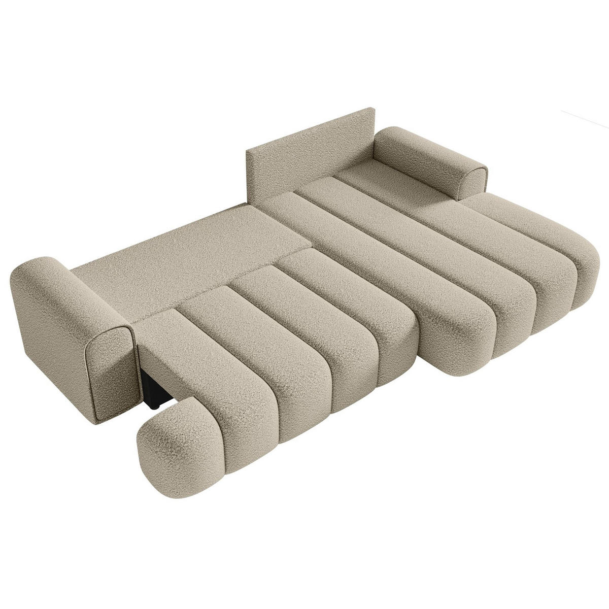 ECKSOFA Dandelino Hellbeige mit Bouclé-Bezug, rechts - Ecru/Schwarz, Kunststoff/Textil (172/271cm) - Selsey
