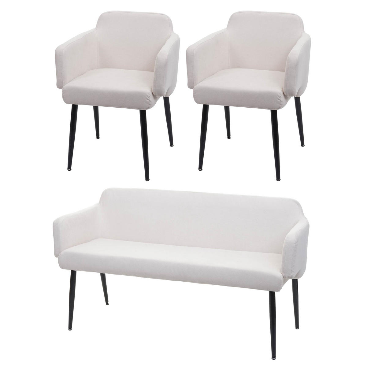 ESSZIMMER-SET Cremeweiß 3er-Set - Weiß, Textil (133/77/56cm) - MCW