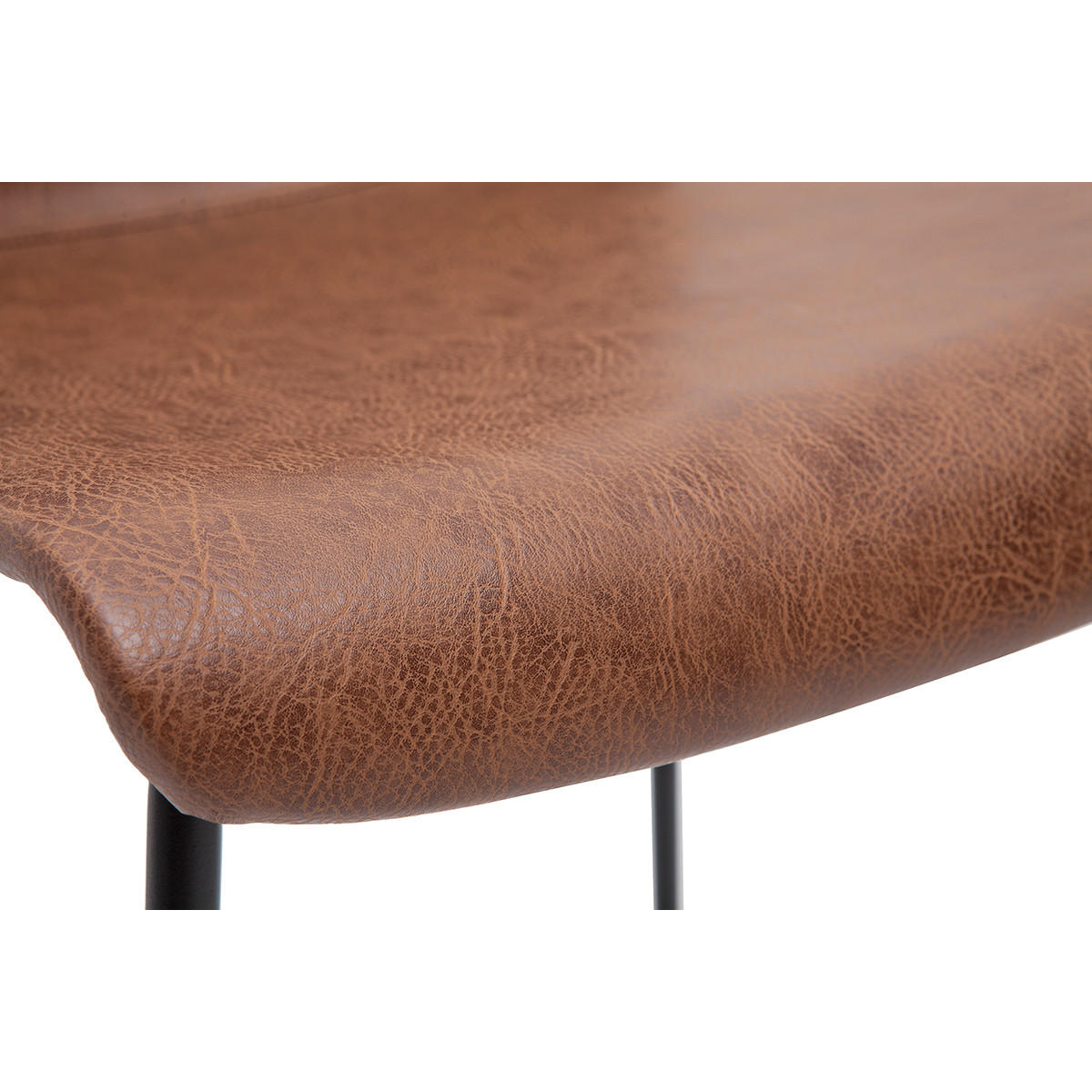 BARHOCKER Braun Antiklook Schwarz Metall H65 cm 2er-Set HAROLD - Braun, Kunststoff (50/89.5/50.5cm) - Miliboo