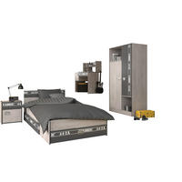 JUGENDZIMMER Fabric 12 in Esche und Grau 5 teilig - Braun, Holzwerkstoff (120/200/80cm)