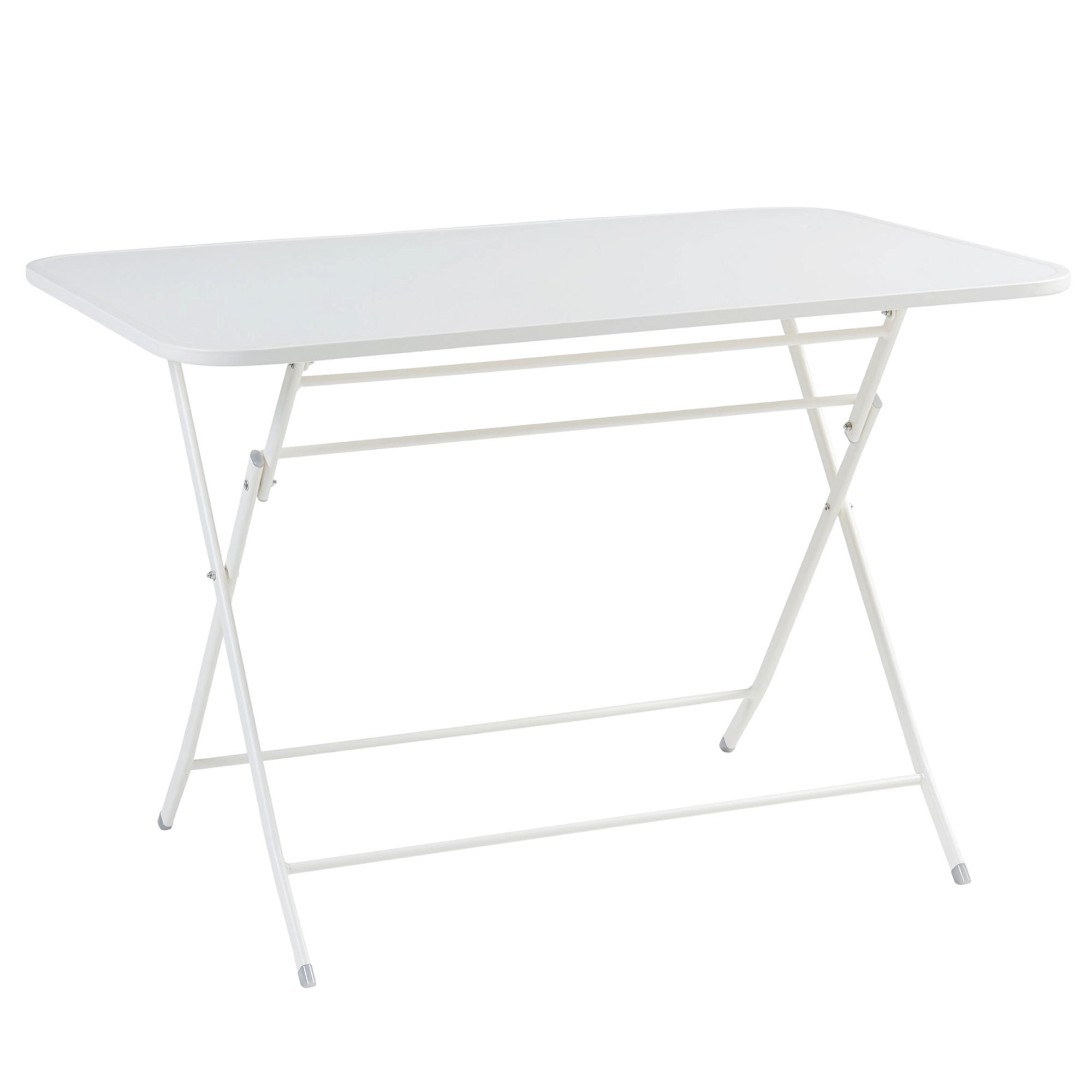 GARTENKLAPPTISCH Sande - Weiß, Metall (110/70/71cm) - [en.casa]