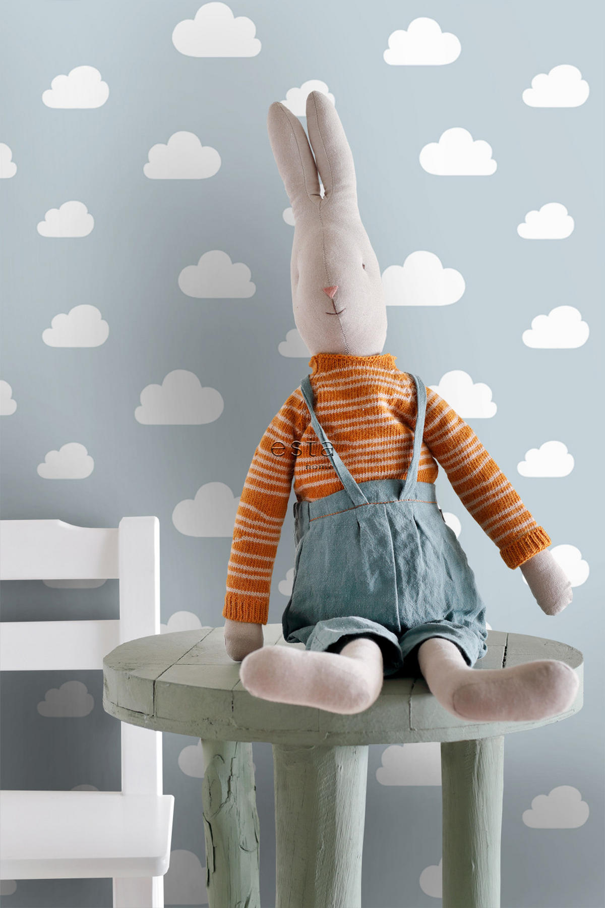 TAPETE kleine Wolken 53 cm x 10.05 m - Blau, Papier (53/0.1cm) - ESTAhome