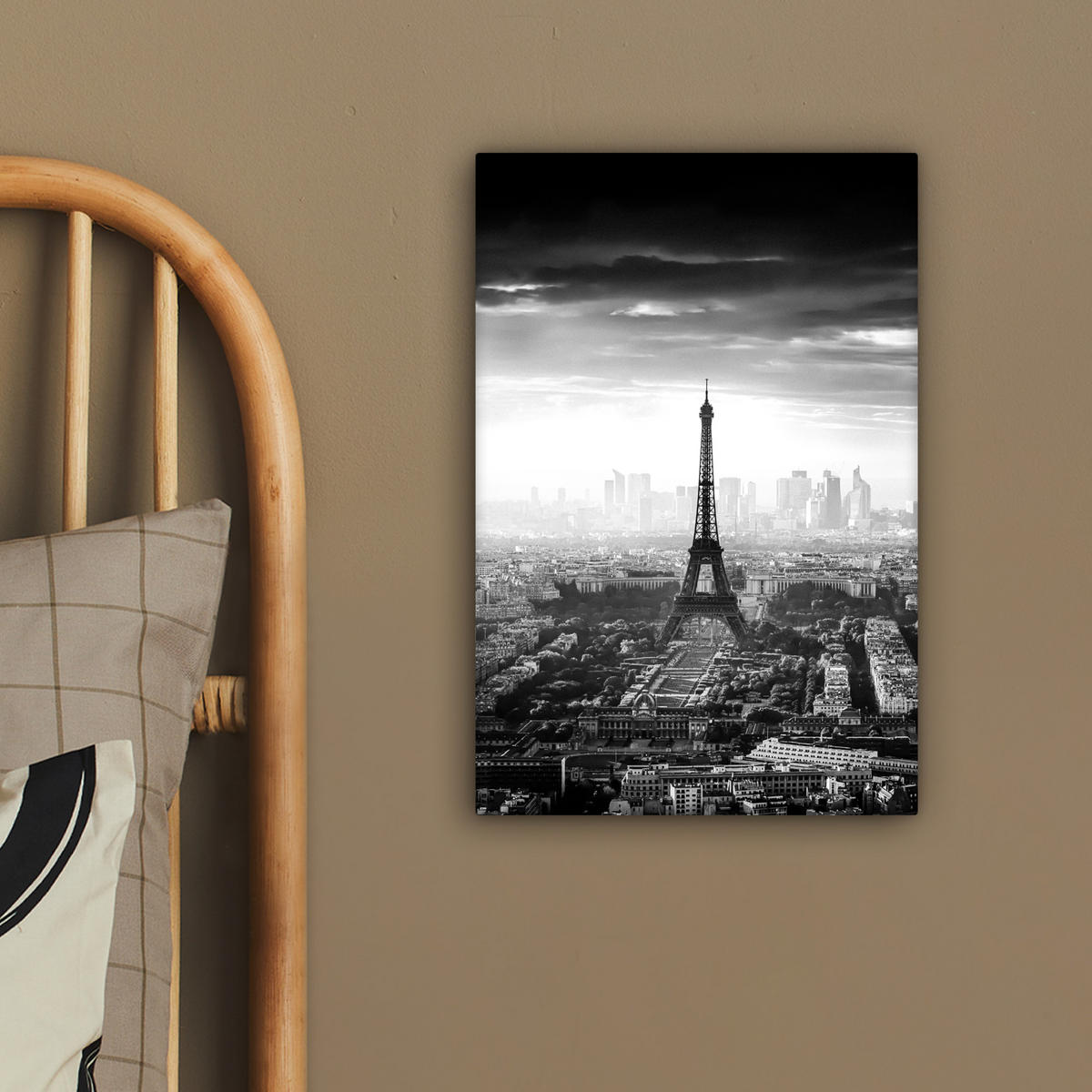 LEINWANDBILD Paris - Skyline - Eiffelturm - Stadt - Wolken 20x30 cm - Dunkelgrau, Textil (20/30cm) - MuchoWow