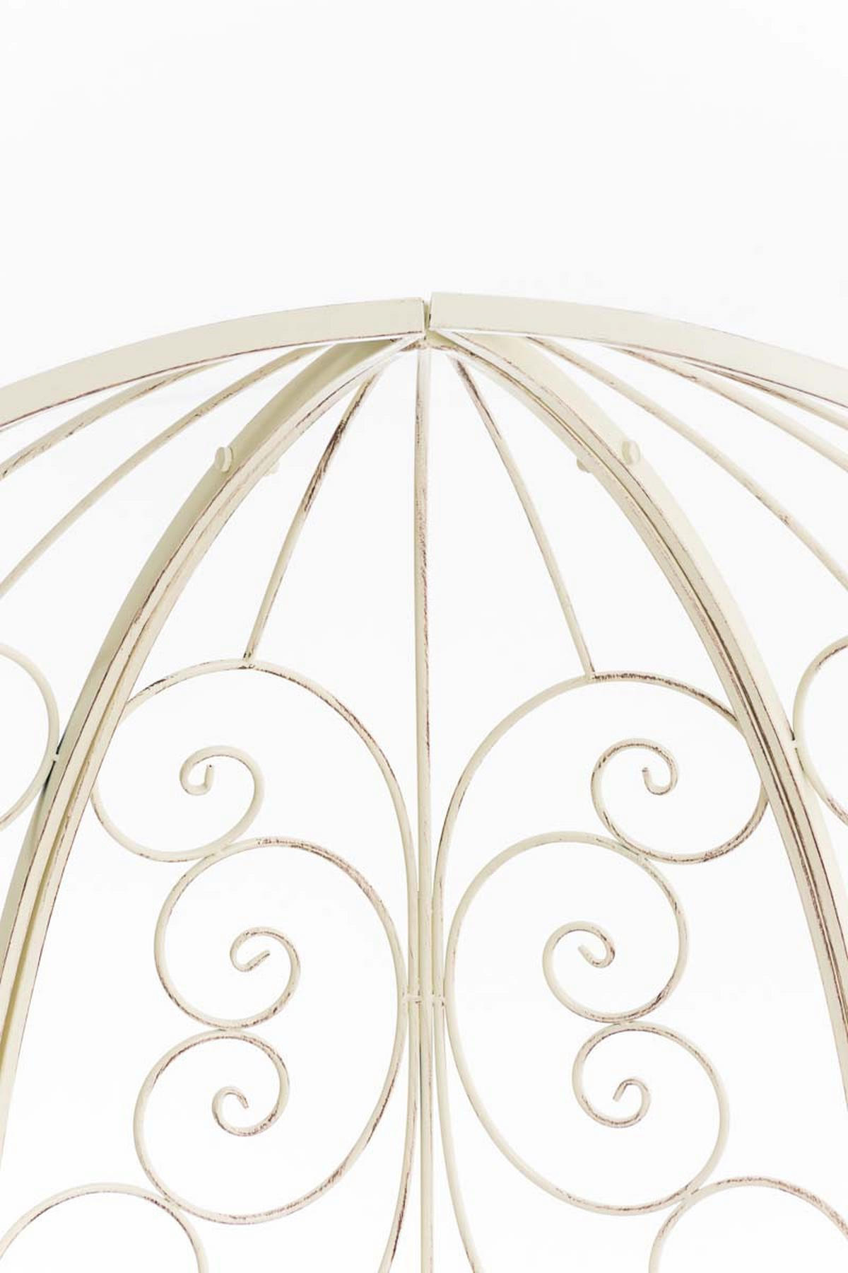 HALBPAVILLON mit Sitzbank Boston Metall Antik-creme Gartenbank - Beige, Metall (120/178/58cm) - DELUKE