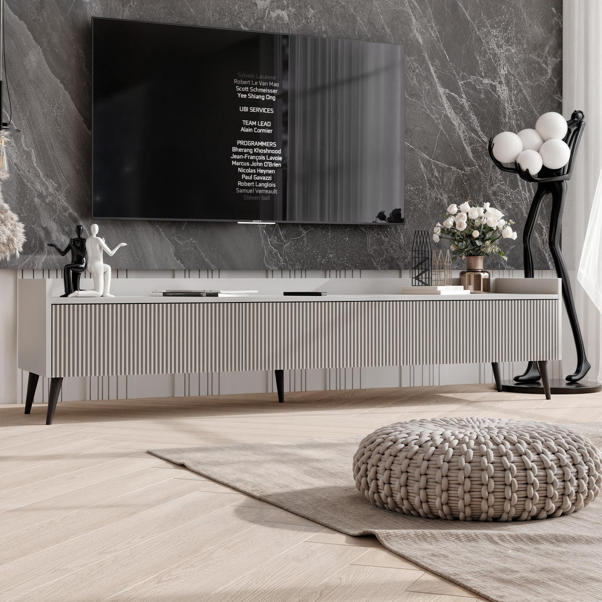TV-LOWBOARD SCALA stehend, 180 cm Kaschmir - Kaschmir/Schwarz, Holzwerkstoff/Metall (180/45/41cm) - Idohome