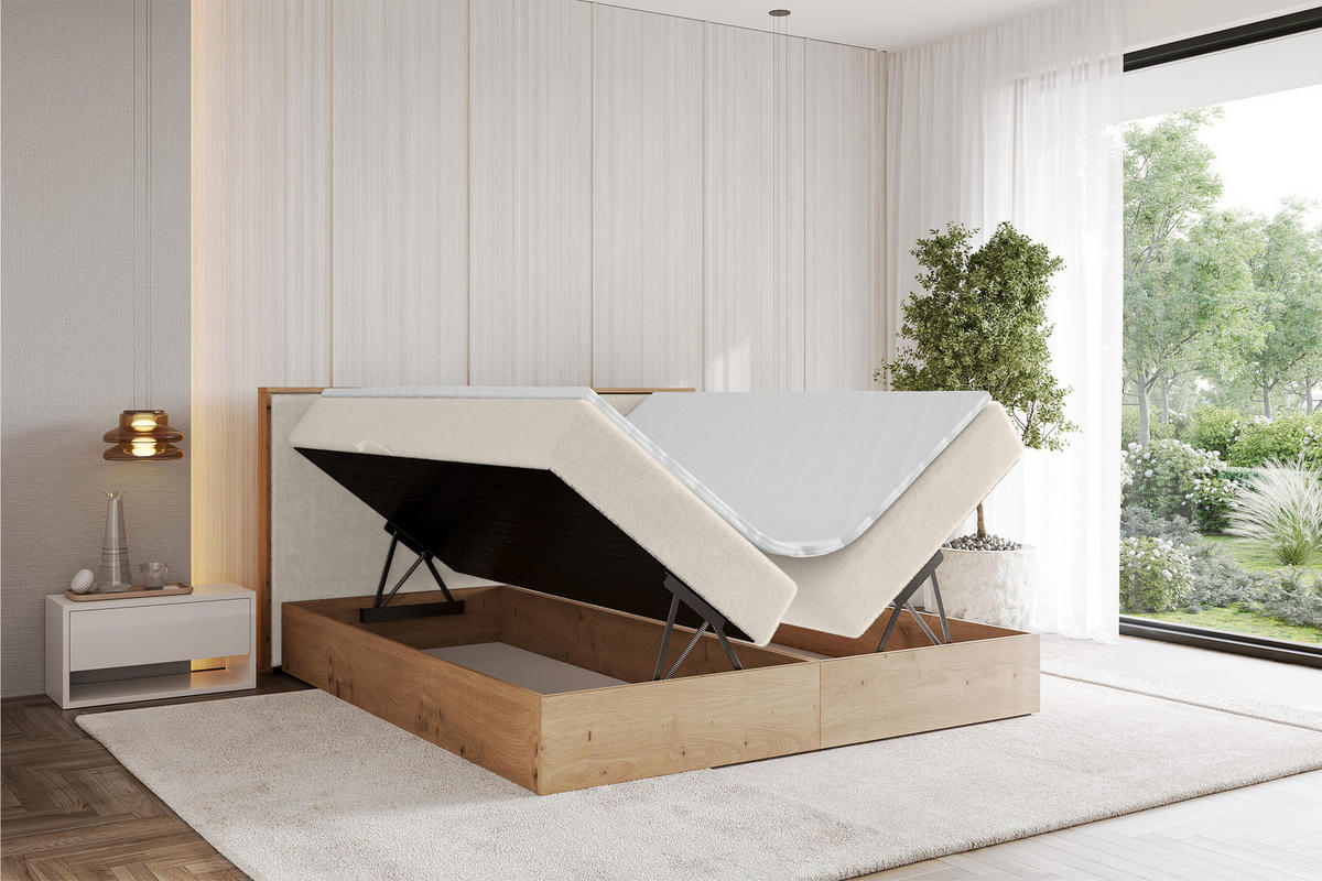 BOXBETT LOLLI9 - 200x200 - H3 Hellbeige - Sandfarben, Holzwerkstoff (200/200cm) - ALTDECOR