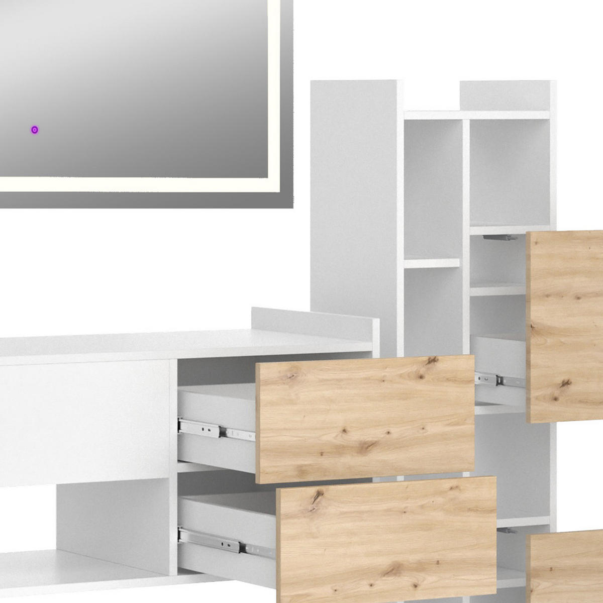 BADMÖBEL-SET Alf Weiß 4 Teile - Eichefarben/Weiß, Holzwerkstoff (105/45/43cm) - Vicco