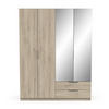 KLEIDERSCHRANK mit 4 Türen, 2 Schubladen und 2 Spiegeln Ghost - L157,3 cm - Sonoma Eiche, Holzwerkstoff (51.1/203/157.3cm) - Calicosy