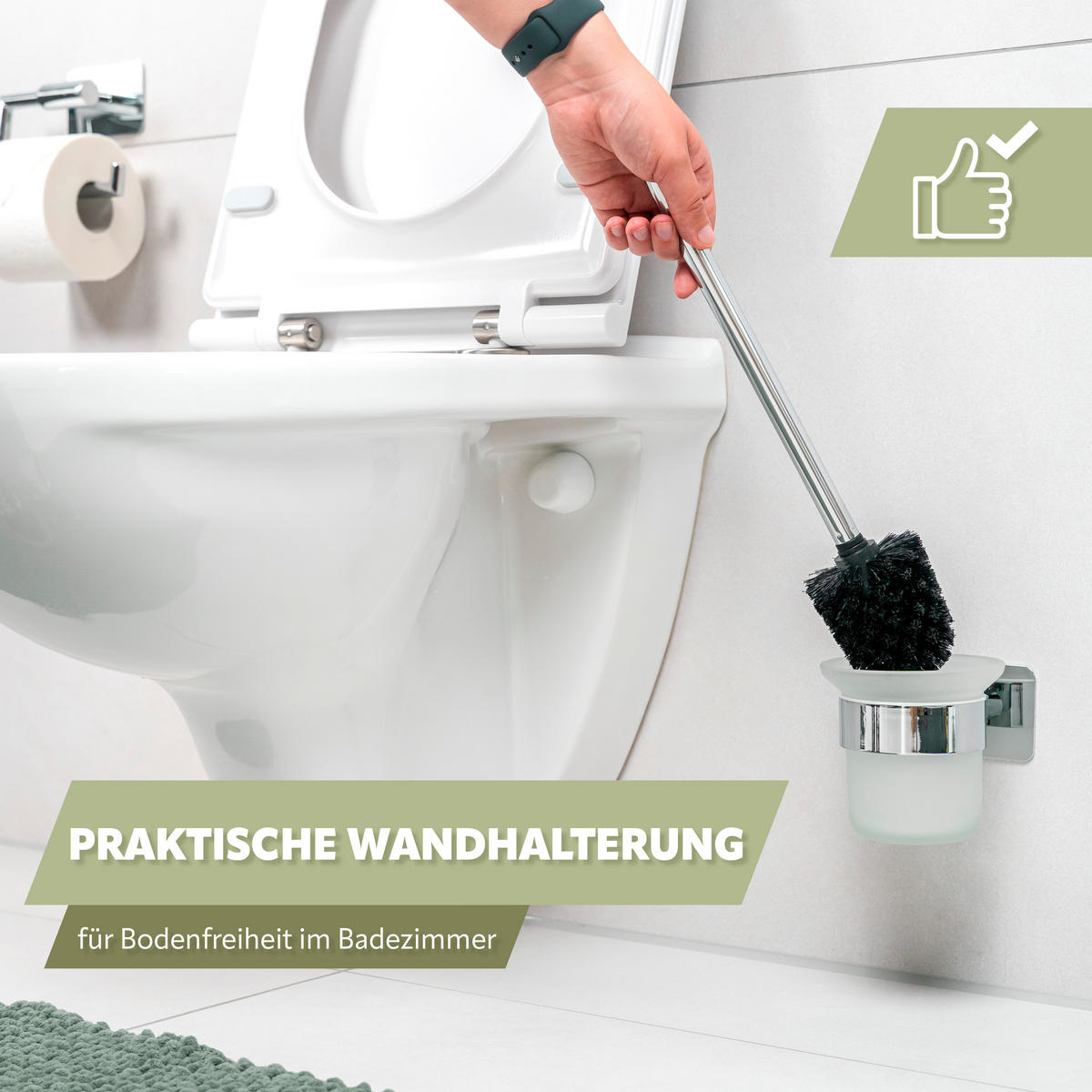 WC-GARNITUR LUCENTE TAPE, Edelstahl - Chromfarben, Metall (11.5/36/13.5cm) - bremermann