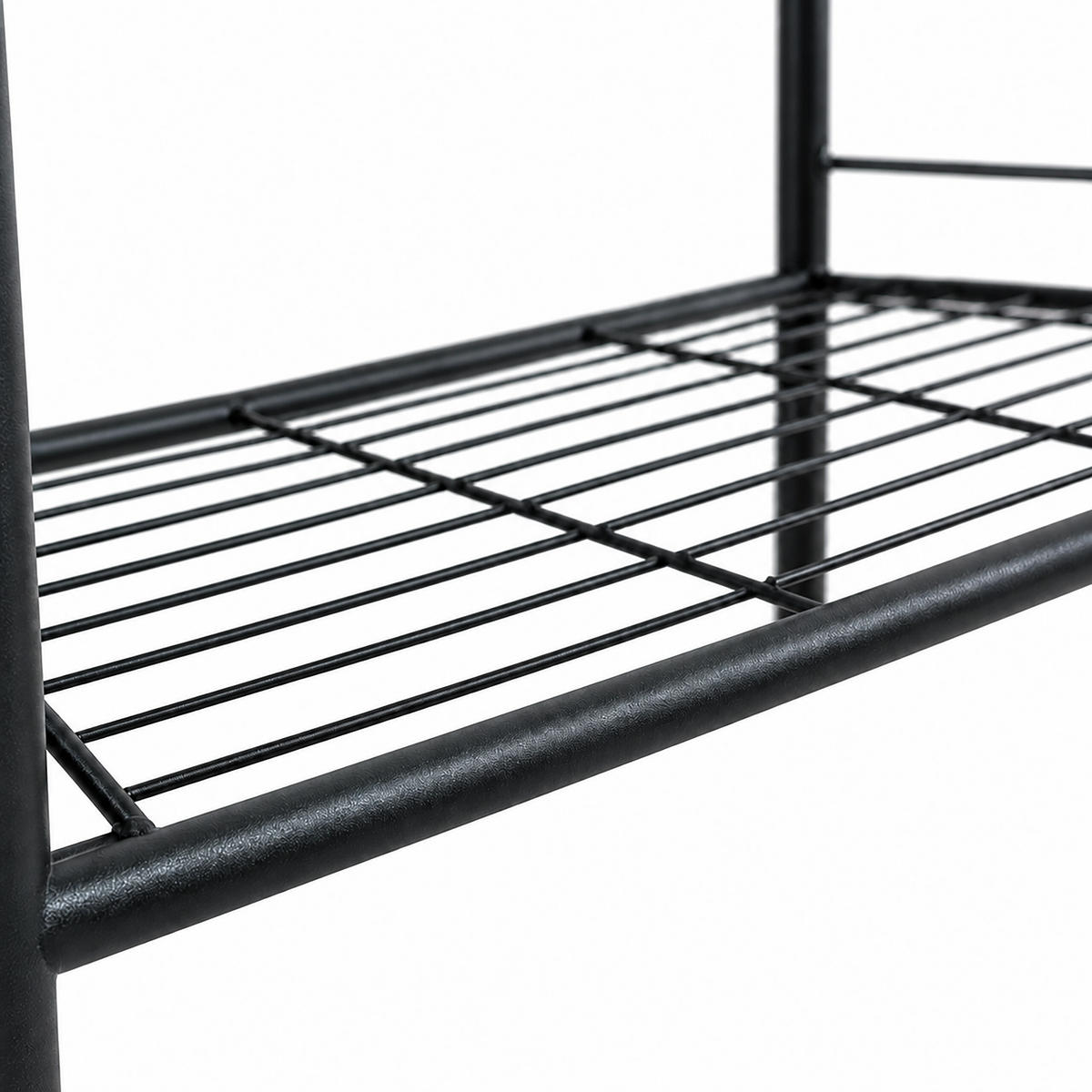 PFLANZENREGAL Schwarz Stahl 4 Ablagen - Schwarz, Metall (71/114/24.5cm) - Relaxdays