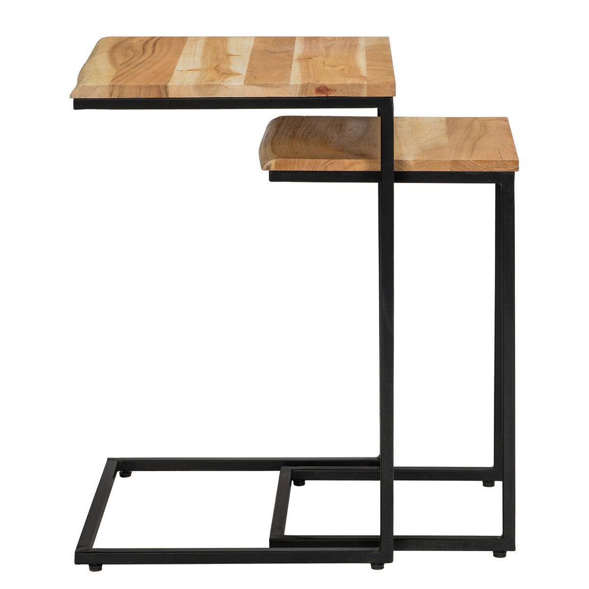 BEISTELLTISCH-SET - Akazie / Schwarz, 2-teilig - Schwarz/Akaziefarben, Holz (38/38/60cm) - home24