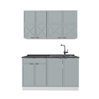 SINGLEKÜCHE Fame-Line Hellblau-grau/Weiß 140 cm, AP Anthrazit - Blaugrau/Weiß, Holzwerkstoff (140/81.6/60cm) - Vicco