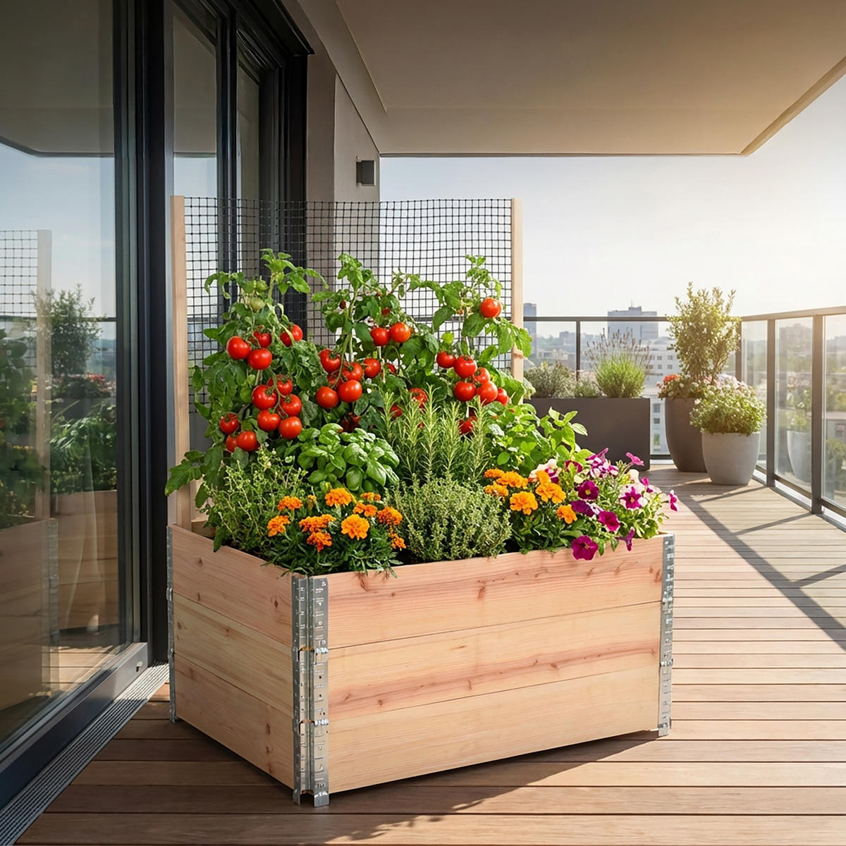 HOCHBEET - Hellbraun, Holz/Kunststoff (120/118/80cm) - Relaxdays