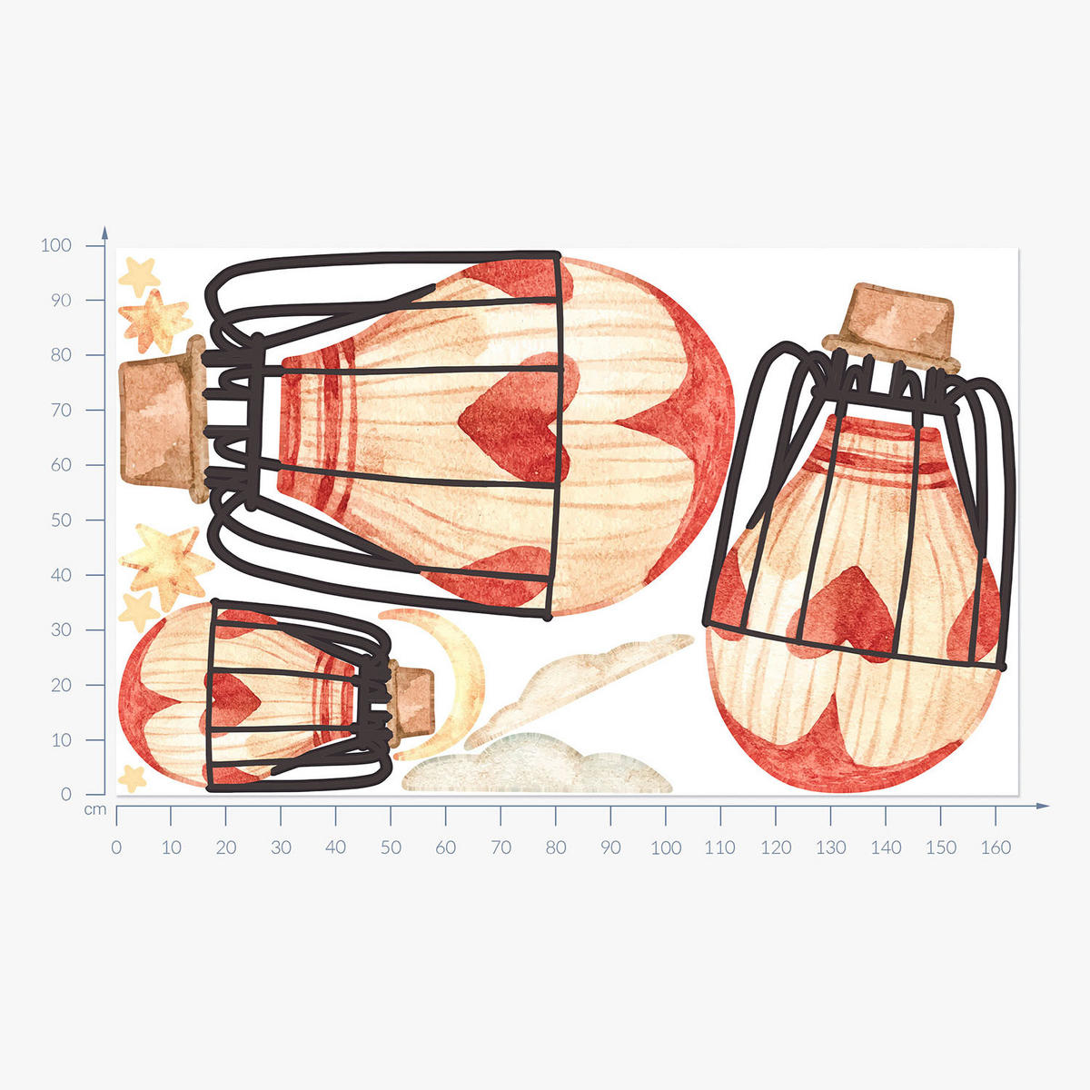 WANDAUFKLEBER 100x165cm - Boho-Ballons - Multicolor, Kunststoff (100/165/0.1cm) - Wallfluent