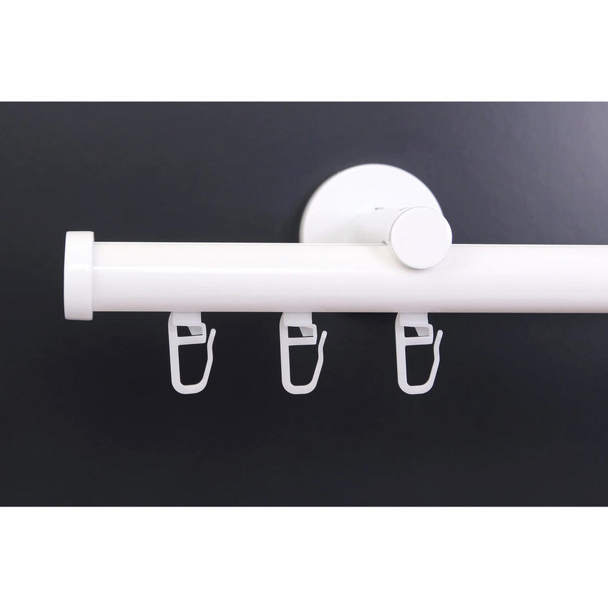 GARDINENSTANGE Innenlauf 1-lauf Kappe - Weiß, Metall (90cm) - Deco-Raum