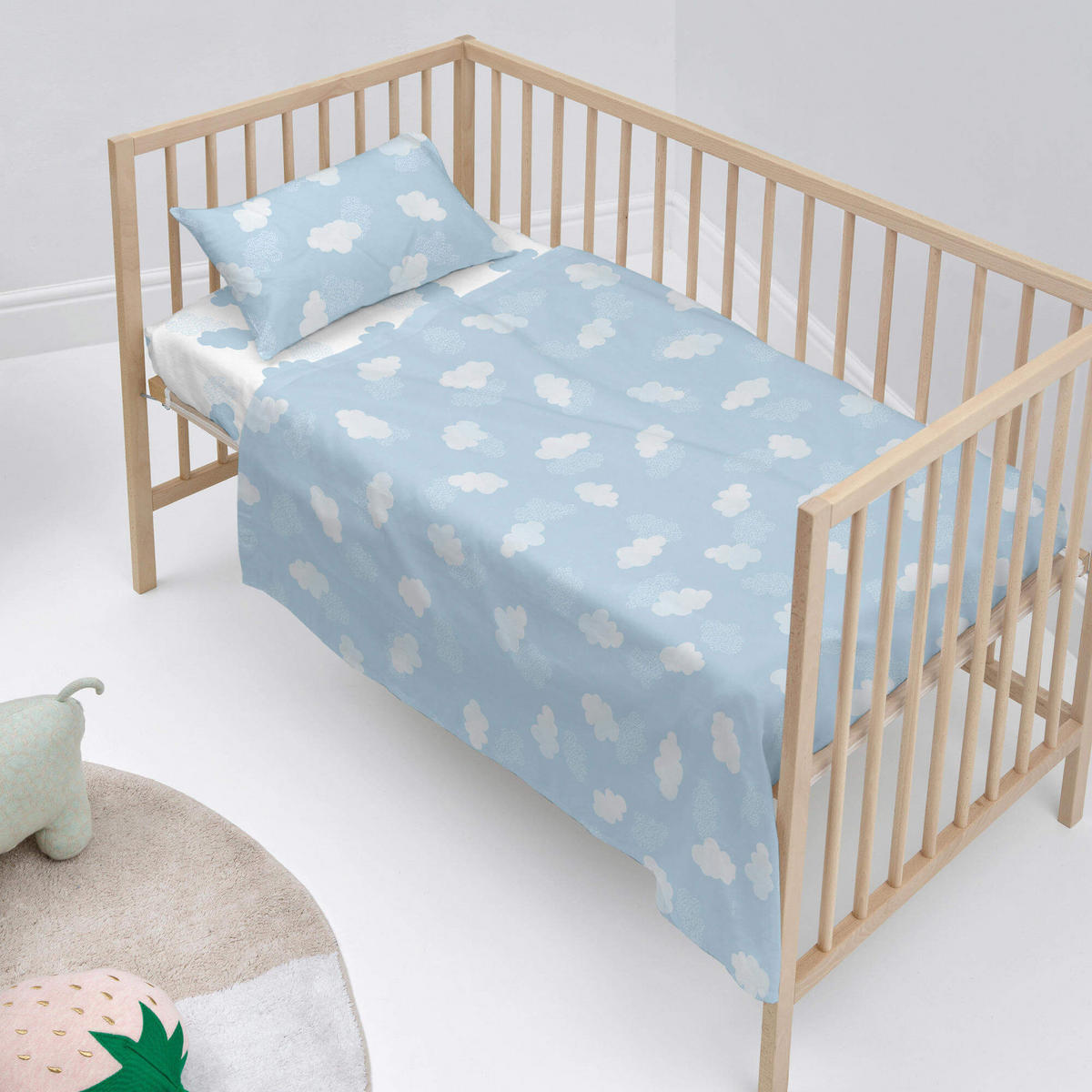 BETTWÄSCHE 2er-Set teiliges clouds 120x180 cm (kinderbett) blau - Blau, Textil (120/180cm) - Happy Friday